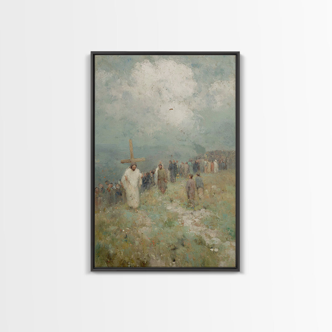Hilltop Covenant – Framed Canvas Print – Christian Art Gift – Jesus Painting – Christian Art Canvas – Modern Christian Painting – Christmas