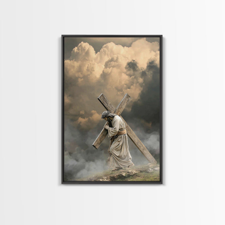 Enduring Savior – Framed Canvas Print – Large Jesus Painting – Christian Art – Christian Wall Art – Moody Christian Art – Christian Christm