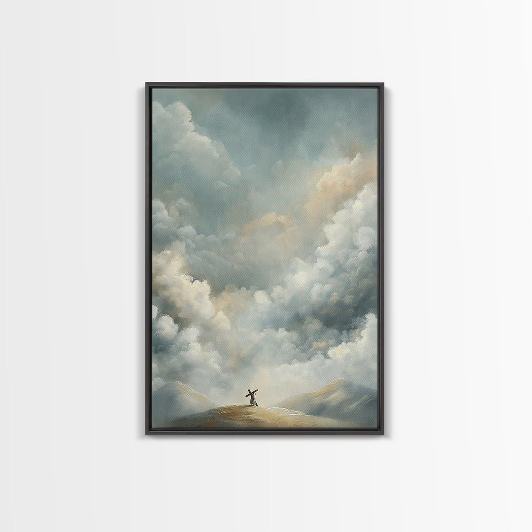 Clouds of Promise | Framed Canvas Print | Christian Art Canvas | Christian Wall Art | Jesus Painting | Modern Christian Art | Christian Dec