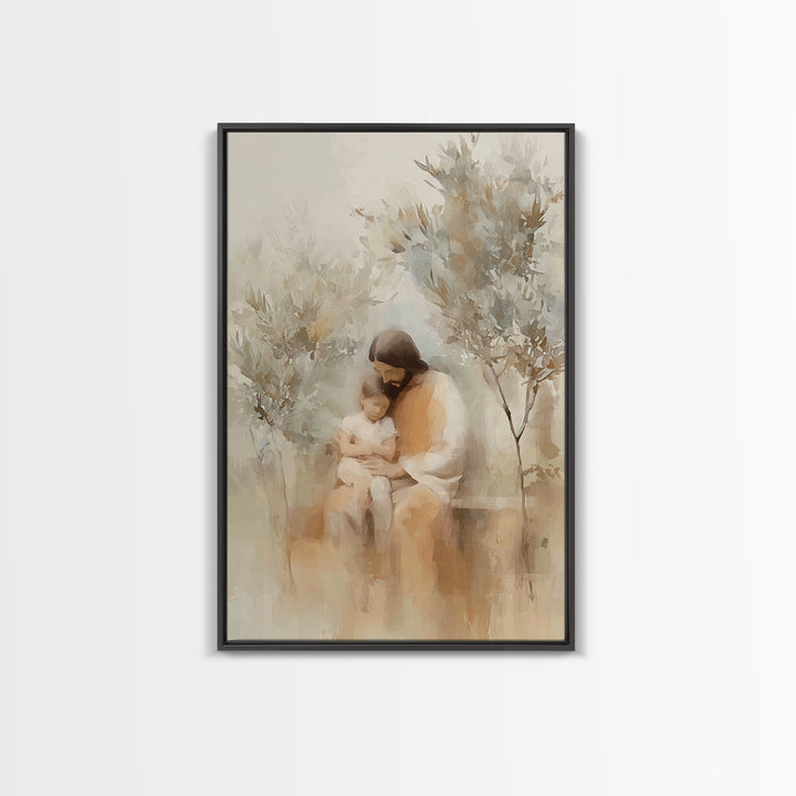 Autumn Embrace – Framed Canvas Print – Christian Art Canvas – Jesus Wall Art – Christian Paintings – Christian Decorations – Moody Christia