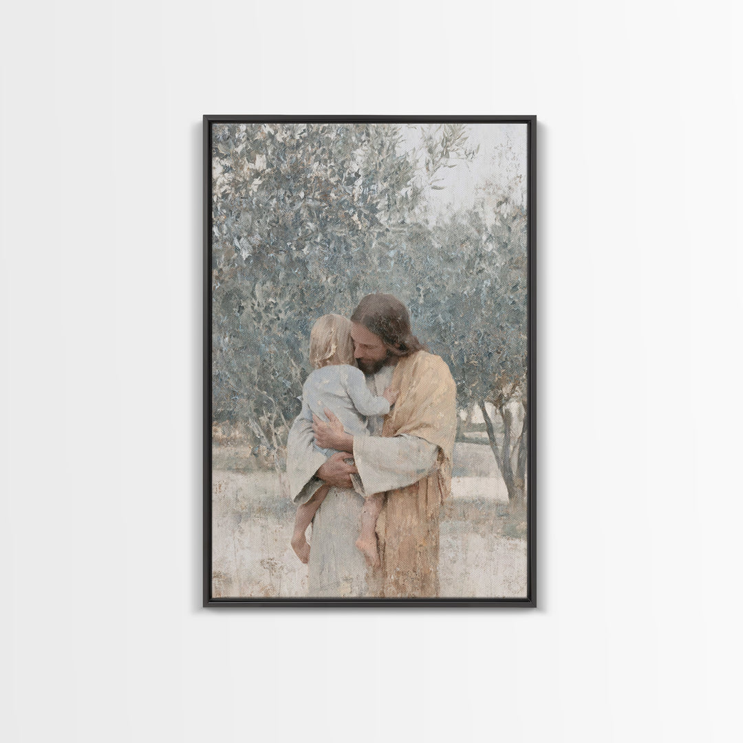 The Father’s Hold, Framed Canvas Print, Jesus Canvas Art, Christian Wall Art, Realistic Jesus Painting, Christian Decor For Home, Christian