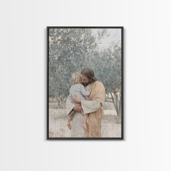 The Father’s Hold, Framed Canvas Print, Jesus Canvas Art, Christian Wall Art, Realistic Jesus Painting, Christian Decor For Home, Christian