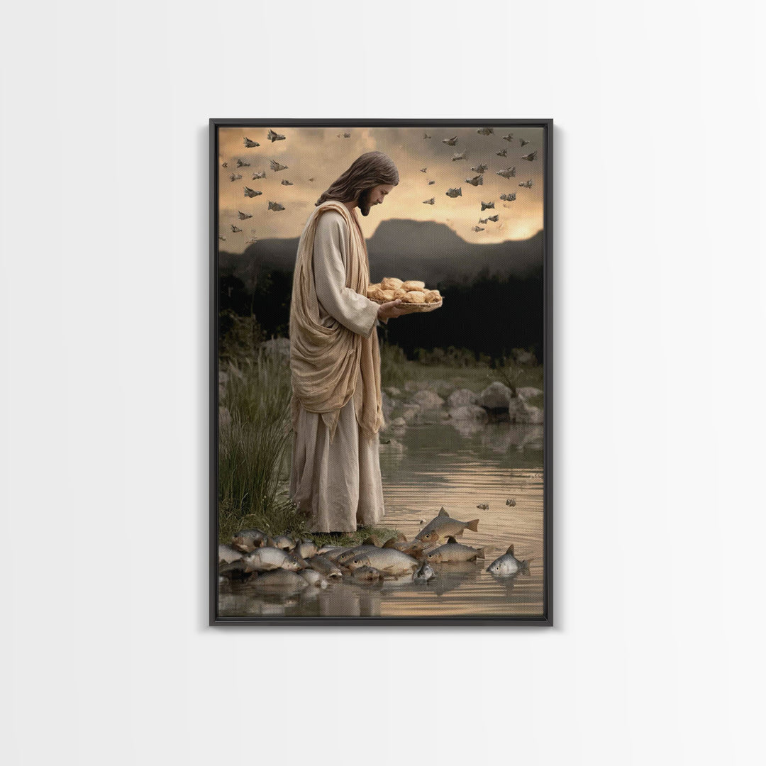 Miracle of Provision | Framed Canvas Print | Jesus Art Canvas | Christian Painting | Christian Wall Art | Modern Christian Painting | Chris