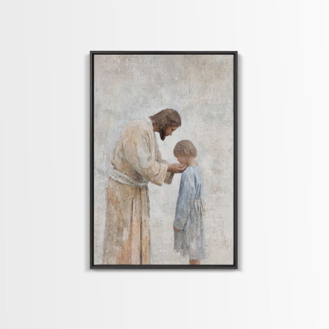 Child of Mercy – Framed Canvas Print – Christian Art Canvas – Christian Wall Art – Jesus Art Print – Subtle Christian Art – Christian Decor