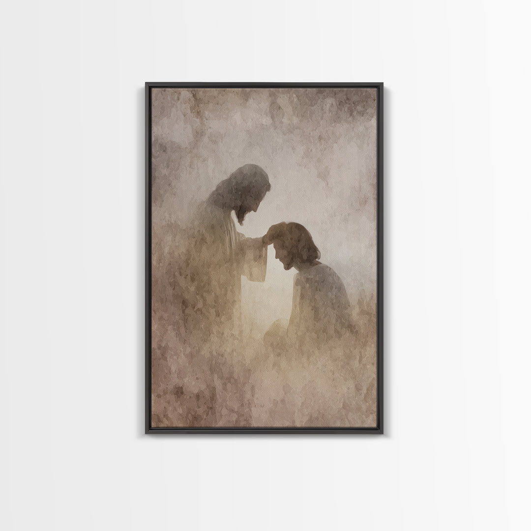 Quiet Anointed Light – Framed Canvas Print – Jesus Painting – Christian Art Print – Christian Wall Art – Christian Art Canvas – Christian G