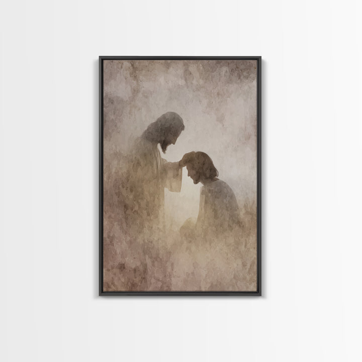 Quiet Anointed Light – Framed Canvas Print – Jesus Painting – Christian Art Print – Christian Wall Art – Christian Art Canvas – Christian G