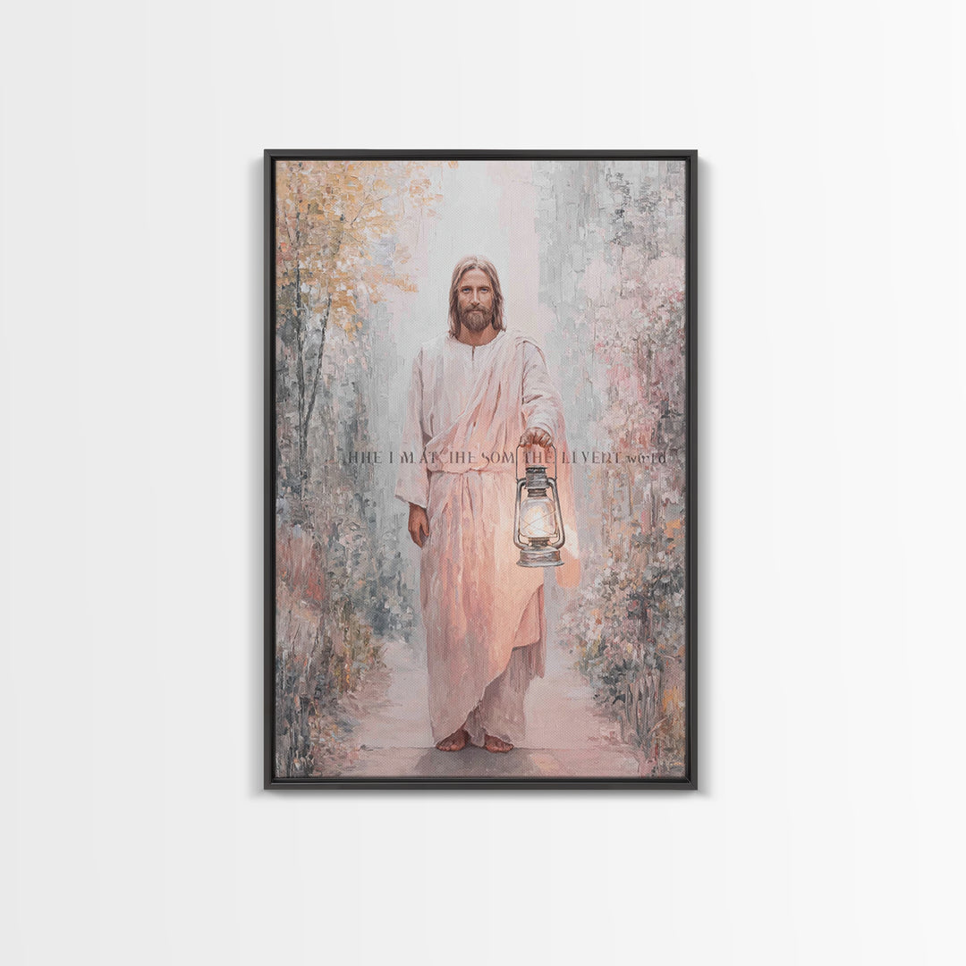 Holy Night Lantern – Framed Canvas Print – Christian Art Print – Christian Wall Art – Jesus Painting – Christian Gift Ideas – Christian Art