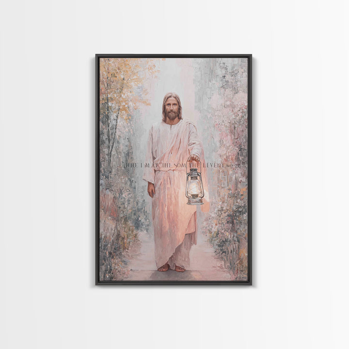 Holy Night Lantern – Framed Canvas Print – Christian Art Print – Christian Wall Art – Jesus Painting – Christian Gift Ideas – Christian Art