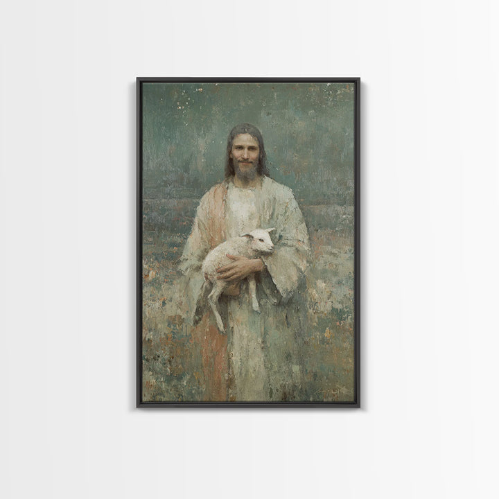Gentle Pasture Hope – Framed Canvas Print – Christian Decor – Christian Art Print – Christian Wall Art – Jesus Painting – Christian Art Can