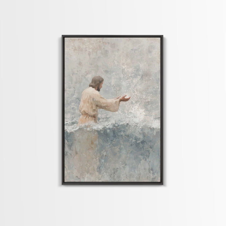 Living Waters Peace – Framed Canvas Print – Christian Art Canvas – Christian Art Print – Jesus Painting – Christian Wall Art – Christian Gi