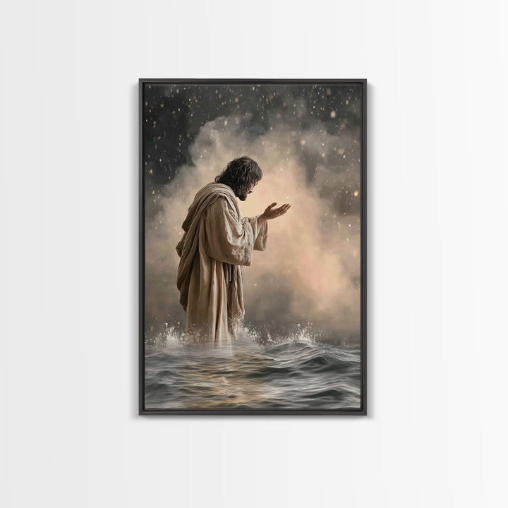 Prayerful Light – Framed Canvas Print – Christian Art Print – Christian Art Canvas – Christian Wall Art – Christian Gift Ideas – Jesus Pain