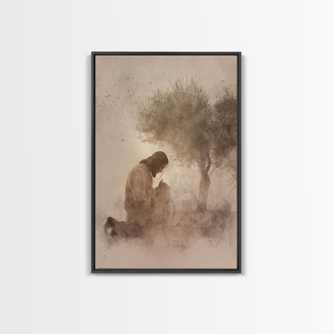 Evening Grace | Framed Canvas Print | Christian Wall Art | Jesus Painting Canvas | Modern Christian Painting | Christian Art Work | Christi