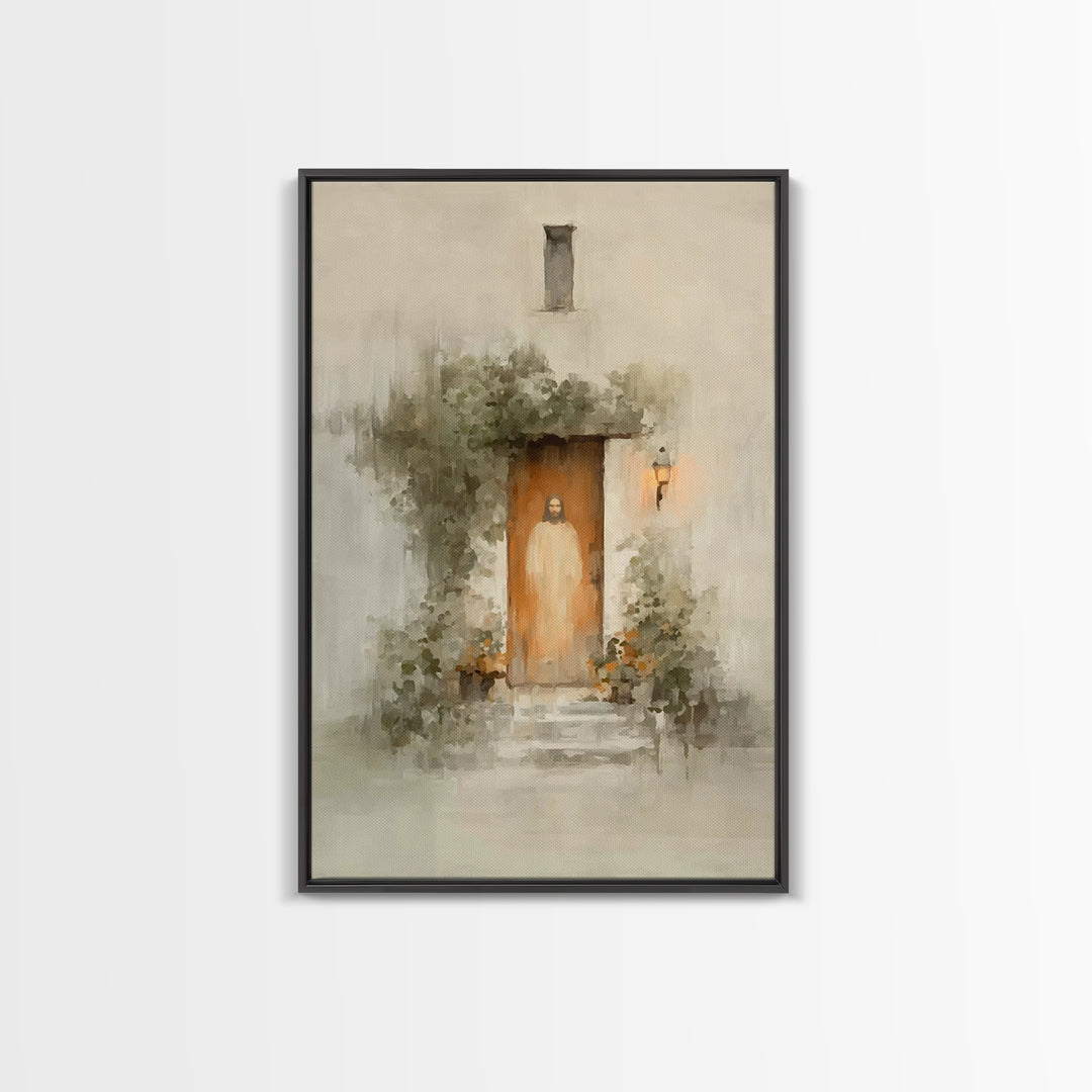 Warm Lantern Promise | Framed Canvas Print | Christian Wall Art | Christian Art Canvas | Jesus Painting | Unique Christian Art | Christian