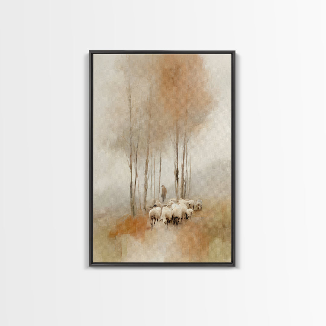 Shepherd’s Quiet Path, Framed Canvas Print, Christian Wall Art, Christian Art Canvas, Pastoral Scenery, Christian Art Work, Christian Gift