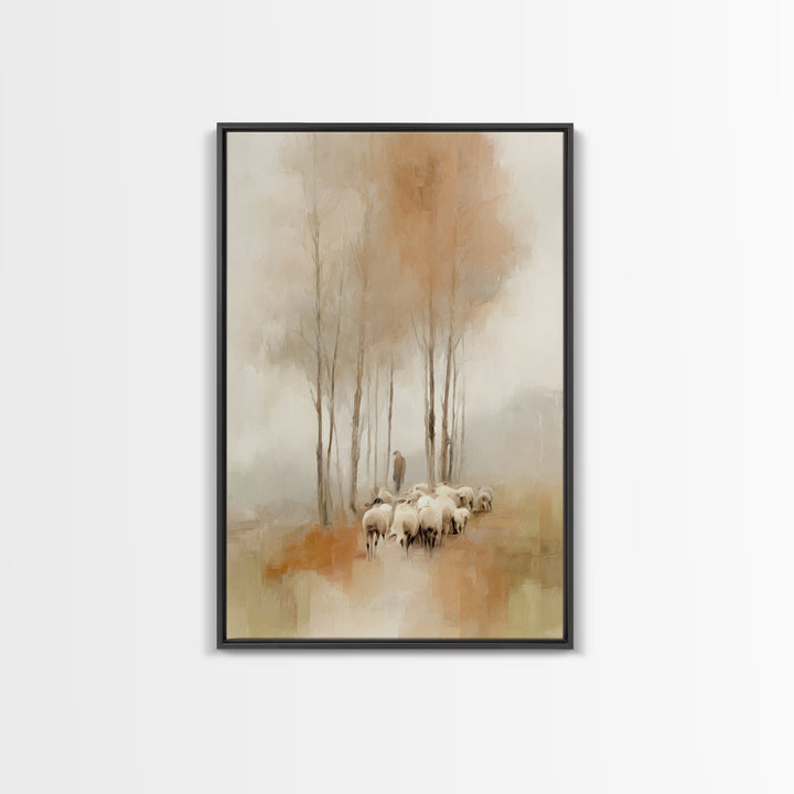 Shepherd’s Quiet Path, Framed Canvas Print, Christian Wall Art, Christian Art Canvas, Pastoral Scenery, Christian Art Work, Christian Gift