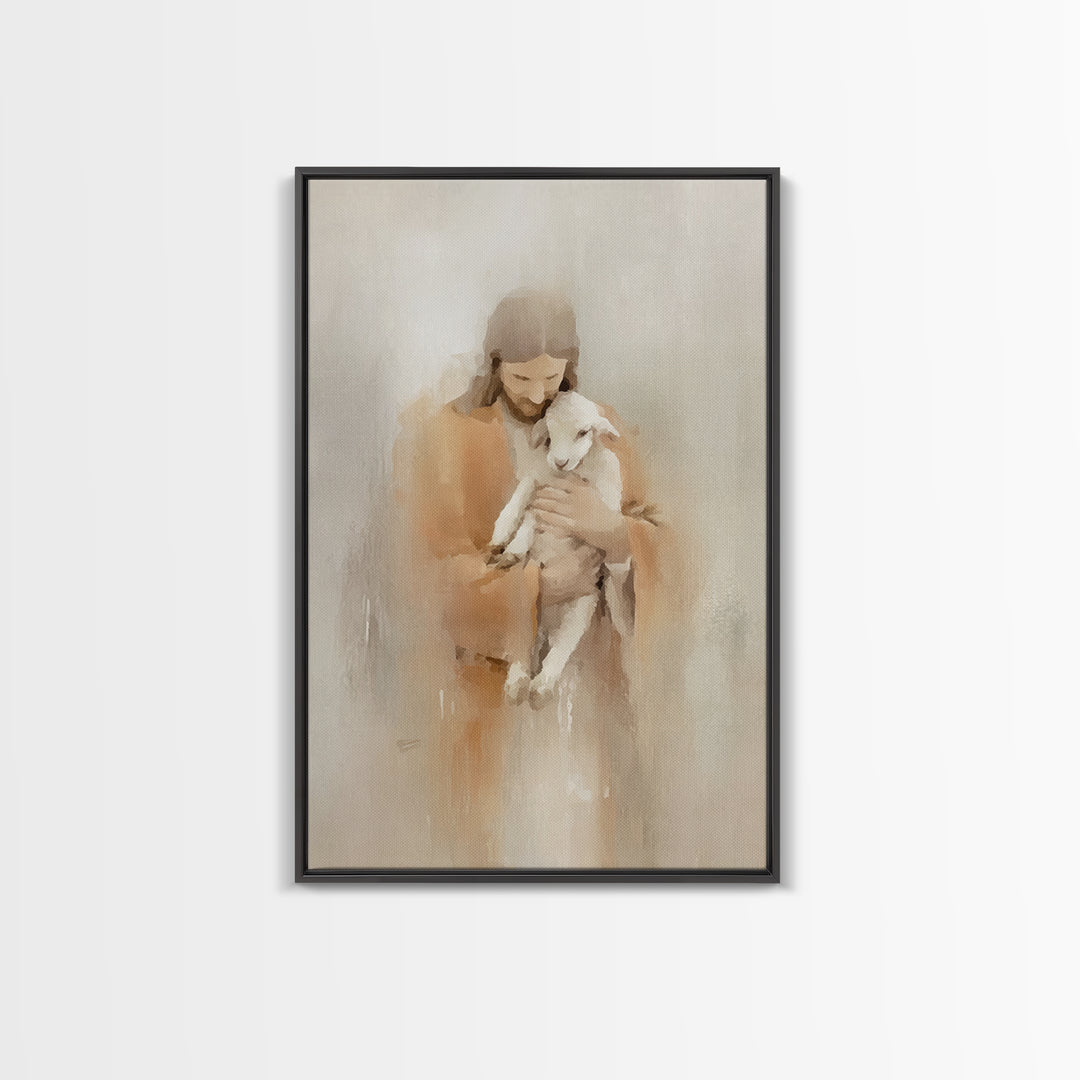 Twilight Shepherd Peace – Framed Canvas Print – Christian Wall Art – Christian Art Canvas – Jesus Painting – Moody Christmas Art – Christia