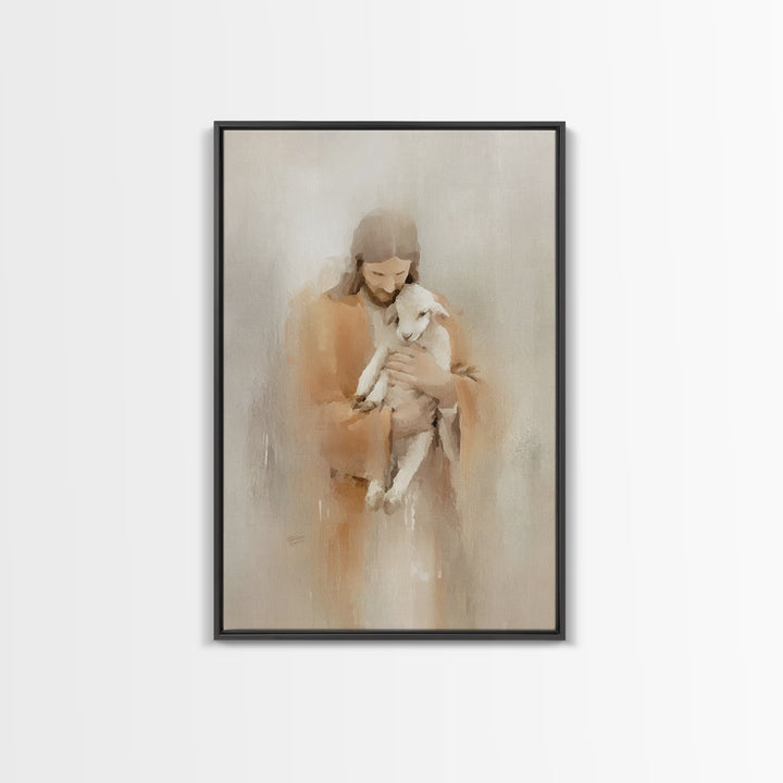 Twilight Shepherd Peace – Framed Canvas Print – Christian Wall Art – Christian Art Canvas – Jesus Painting – Moody Christmas Art – Christia