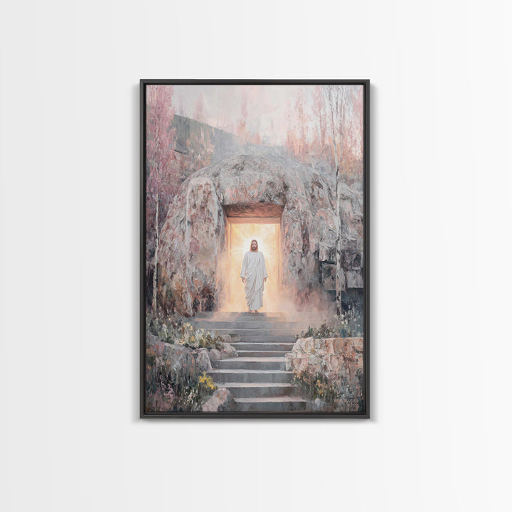 Risen Glory, Framed Canvas Print, Jesus Painting, Christian Wall Art, Christian Art Canvas, Christian Christmas Art, Christian Gift Ideas