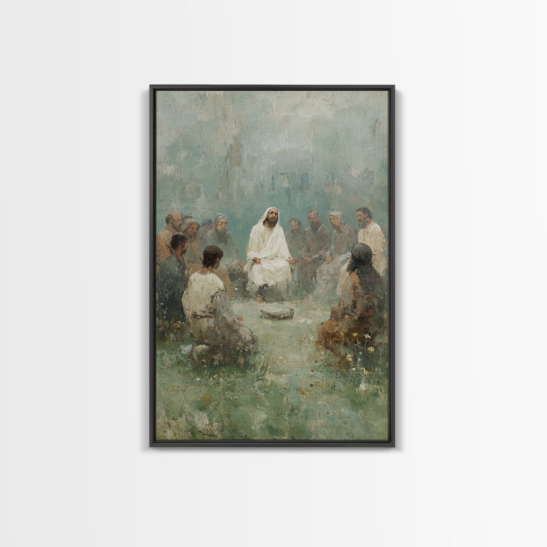 Gathered In Spirit | Framed Canvas Print | Christian Art Print | Christian Wall Art | Jesus Painting | Christian Gift | Modern Christian Ar