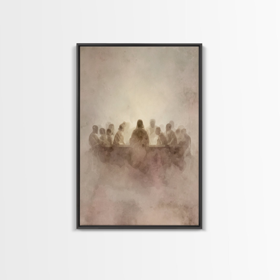 Sacred Supper | Framed Canvas Print | Christian Wall Art | Jesus Painting | Christian Art Canvas | Minimalist Christian Art | Christian Gif