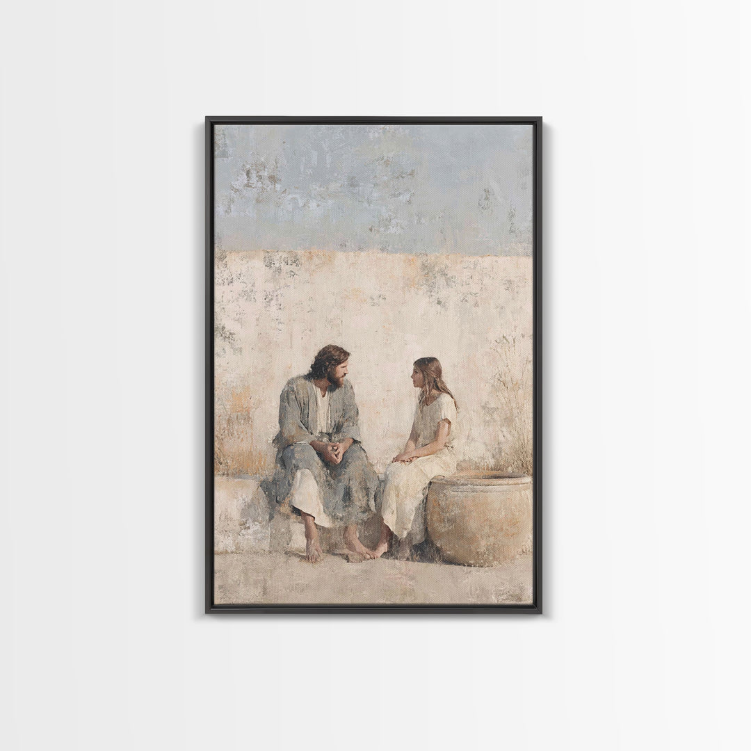 Living Water Grace – Framed Canvas Print – Christian Art Canvas – Christian Wall Art – Jesus Painting – Subtle Christian Art – Christian Gi