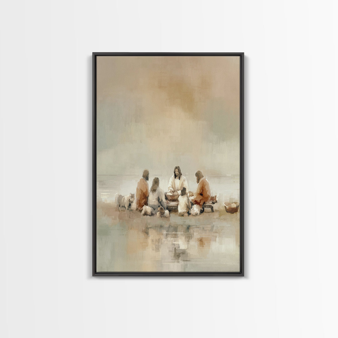 Flock Circle Light | Framed Canvas Print | Christian Wall Art | Christian Art Canvas | Jesus Painting | Christian Decor | Subtle Christian