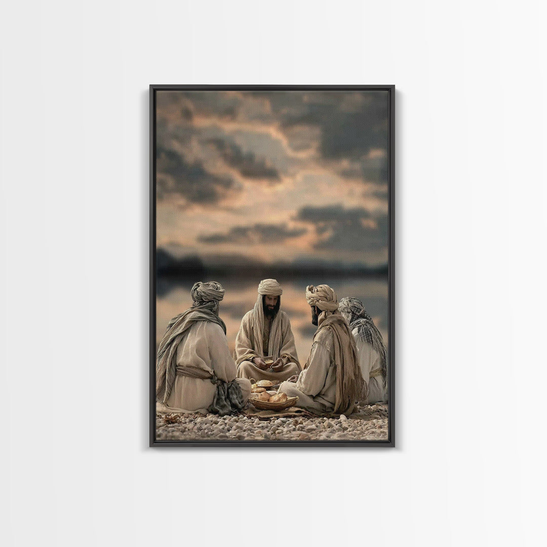 Desert Bread Fellowship – Framed Canvas Print – Christian Wall Art – Christian Art Canvas – Jesus Painting – Christian Decor – Unique Chris