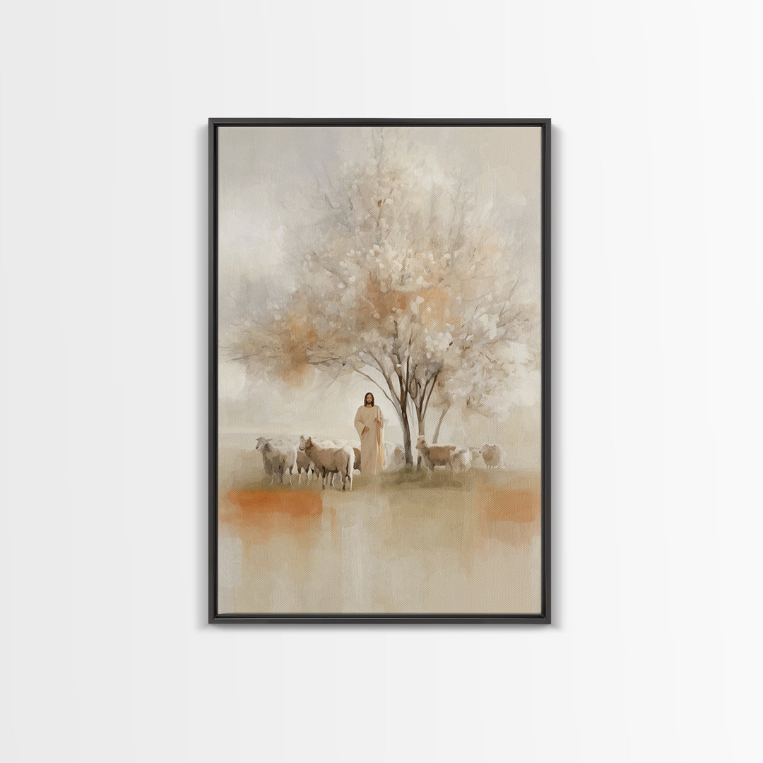 Quiet Orchard Watch, Framed Canvas Print, Christian Wall Art, Christian Art Canvas, Jesus Painting, Christian Decor, Minimalist Christian A