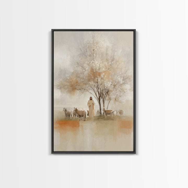 Quiet Orchard Watch, Framed Canvas Print, Christian Wall Art, Christian Art Canvas, Jesus Painting, Christian Decor, Minimalist Christian A