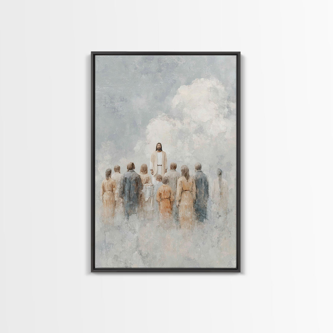 Ascension Amid Clouds – Framed Canvas Print – Christian Art Canvas – Christian Wall Art – Christian Art – Jesus Painting – Christian Decor