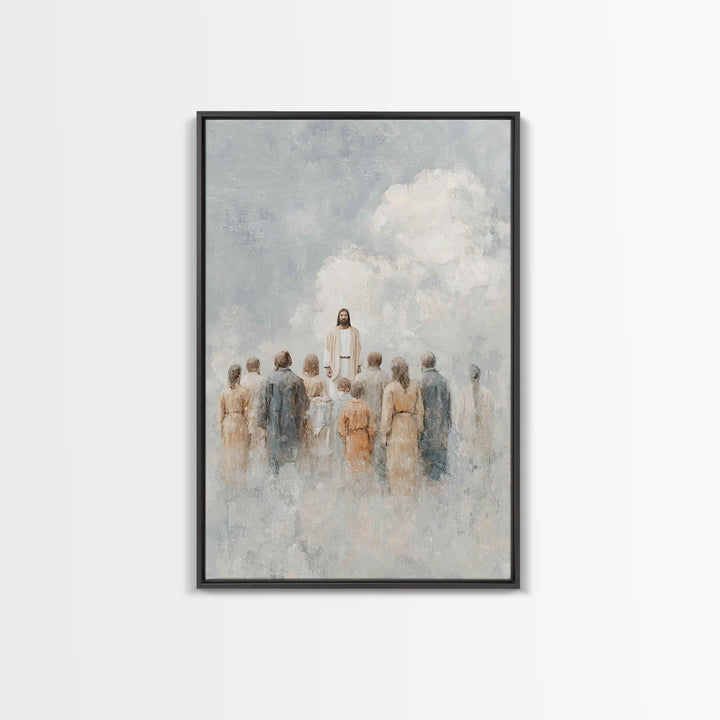 Ascension Amid Clouds – Framed Canvas Print – Christian Art Canvas – Christian Wall Art – Christian Art – Jesus Painting – Christian Decor