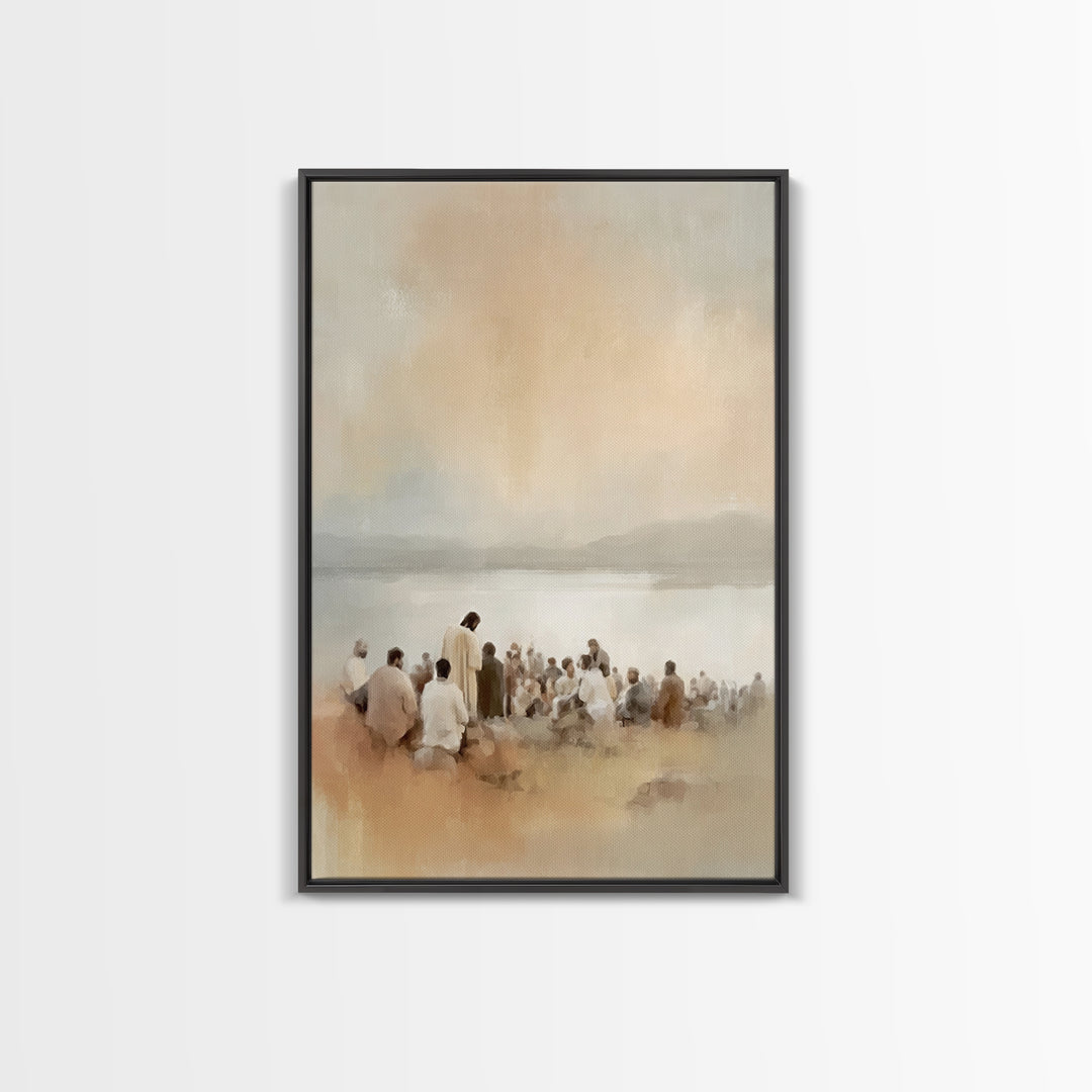 Shoreline Teaching Light | Framed Canvas Print | Christian Art Canvas | Christian Wall Art | Jesus Painting | Christian Art | Christian Dec
