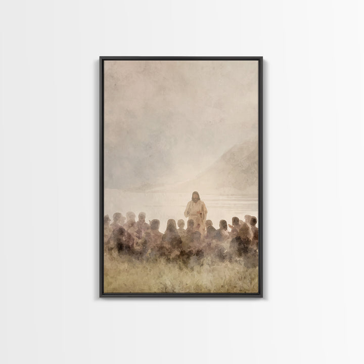 Silent Shore Message | Framed Canvas Print | Christian Wall Art | Christian Art Canvas | Jesus Painting | Christian Art | Christian Decor |