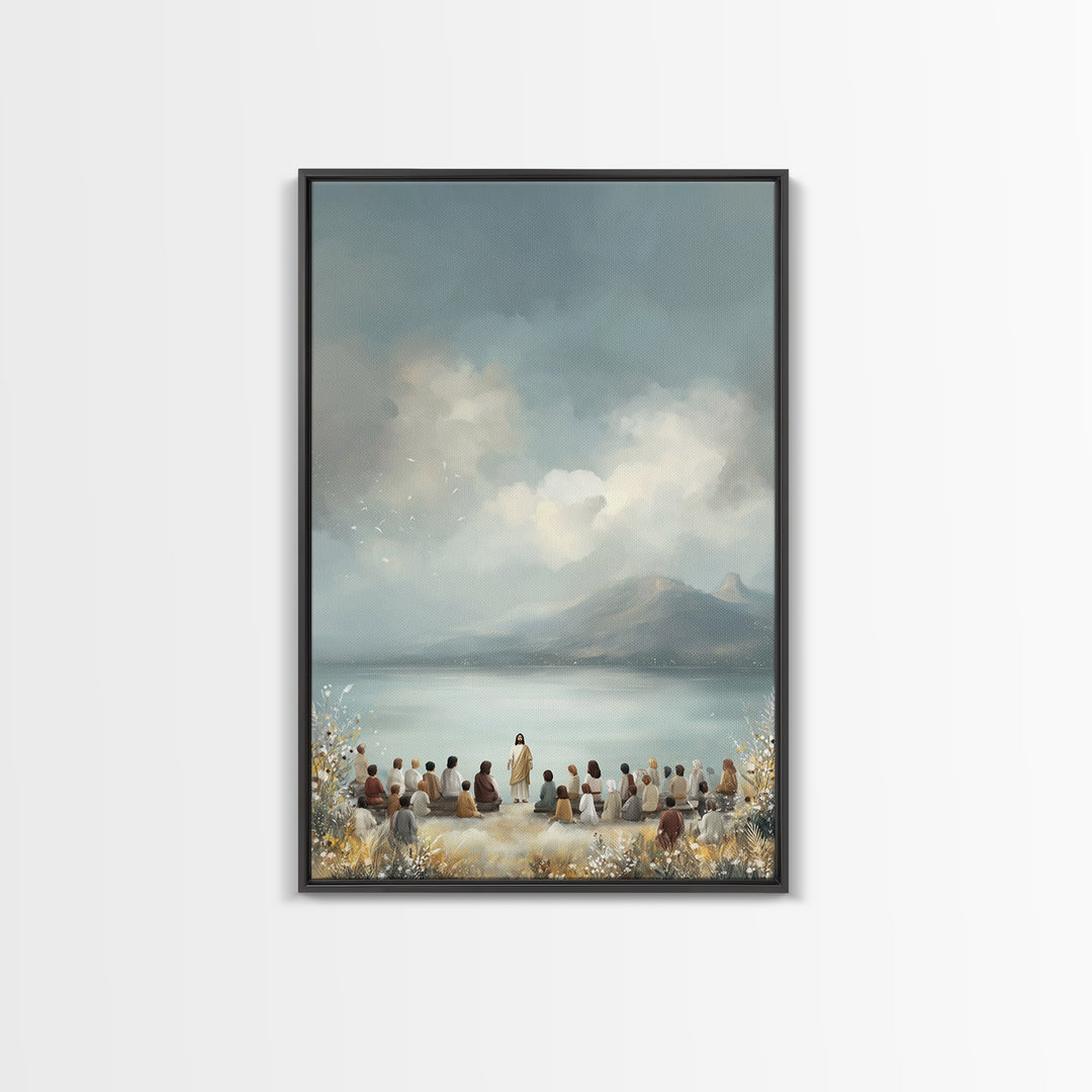 Lakefront Morning Word – Framed Canvas Print – Christian Art Canvas – Christian Wall Art – Jesus Painting – Christian Art – Christian Decor