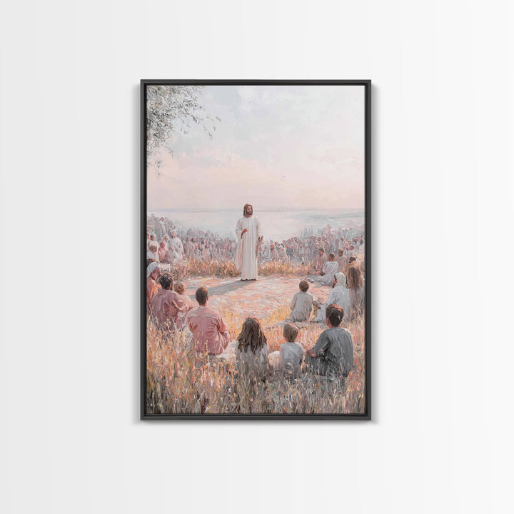 Sermon Of Light – Framed Canvas Print – Christian Wall Art – Jesus Painting – Christian Art Canvas – Christian Decor – Large Christian Pain