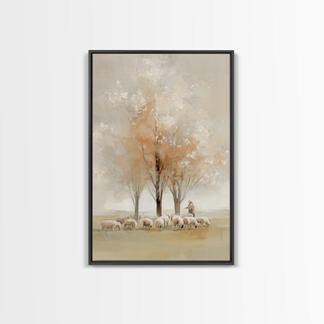 Blossom Field Grace, Framed Canvas Print, Christian Wall Art, Christian Art Canvas, Subtle Christian Art, Jesus Painting, Christian Decor F