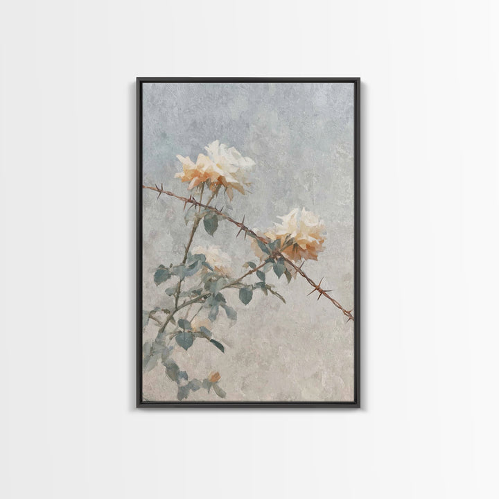 Thorn And Bloom – Framed Canvas Print – Christian Art Canvas – Christian Wall Art – Christian Painting – Christian Decor – Minimalist Chris