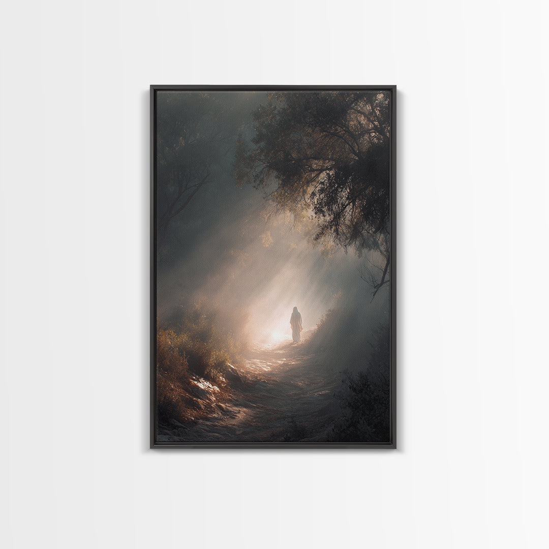 Garden Path Hope, Framed Canvas Print, Christian Art Canvas, Christian Wall Art, Modern Christian Art, Jesus Painting, Christian Art Gift,