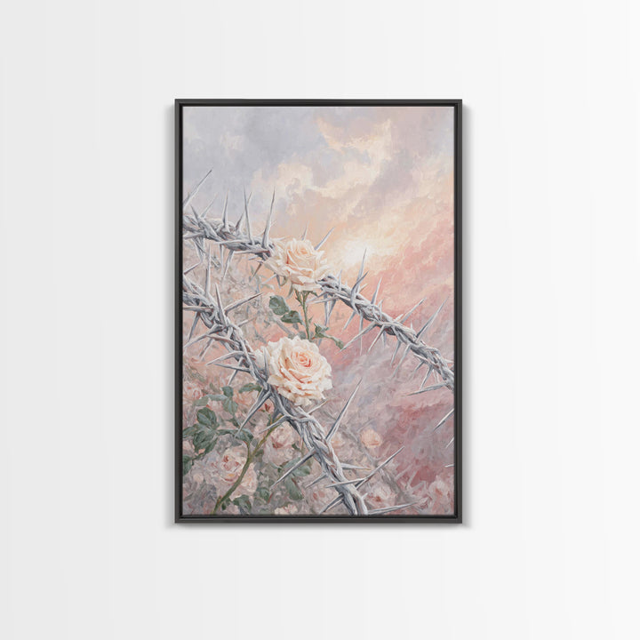 Crown Of Blossoms – Framed Canvas Print – Christian Art Canvas – Christian Wall Art – Christian Art Painting – Christian Decor – Modern Chr