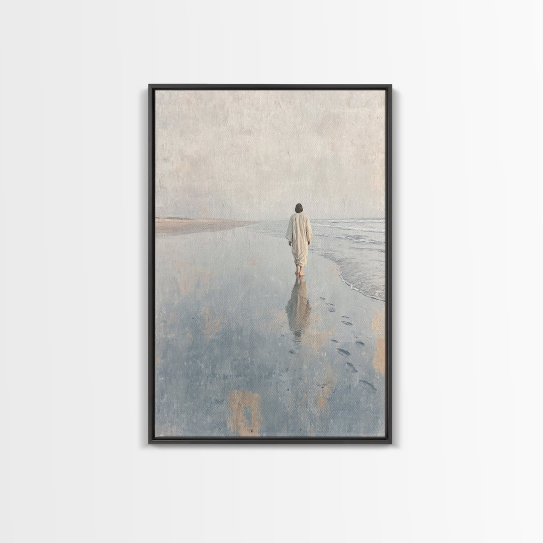Walk Of Faith - Framed Canvas Print - Christian Wall Art - Jesus Painting - Christian Art Canvas - Minimalist Christian Art - Christian Dec