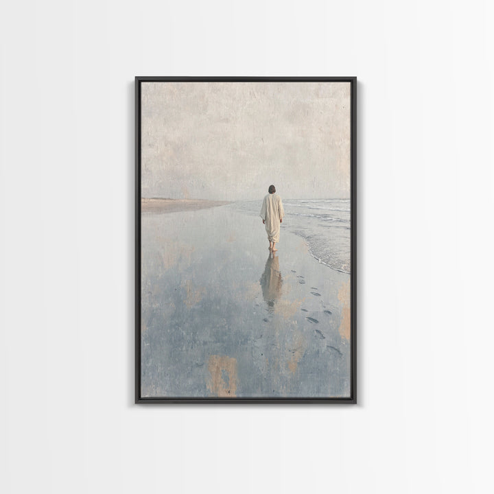 Walk Of Faith - Framed Canvas Print - Christian Wall Art - Jesus Painting - Christian Art Canvas - Minimalist Christian Art - Christian Dec