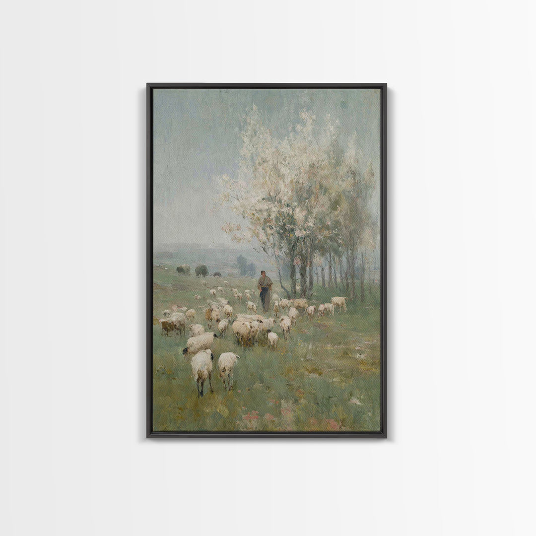Spring Meadow Guide – Framed Canvas Print – Christian Art Canvas – Christian Painting – Christian Wall Art – Christian Gift – Subtle Christ