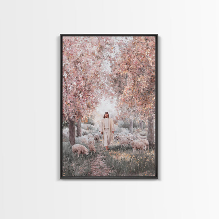 Pathway Of Gentle Care – Framed Canvas Print – Christian Wall Art – Jesus Painting – Christian Art Canvas – Christian Gift Ideas – Vintage
