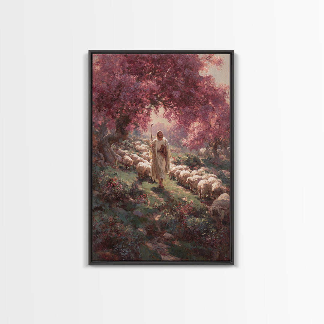 Pastures Of Peace – Framed Canvas Print – Christian Art Canvas – Christian Painting – Subtle Christian Art – Jesus Wall Art – Christian Chr
