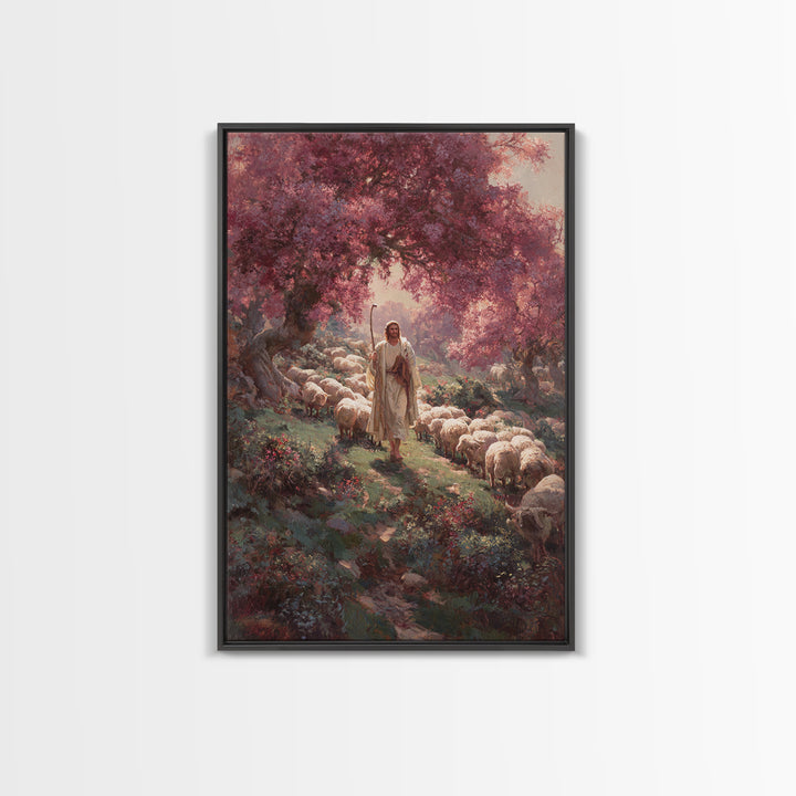 Pastures Of Peace – Framed Canvas Print – Christian Art Canvas – Christian Painting – Subtle Christian Art – Jesus Wall Art – Christian Chr