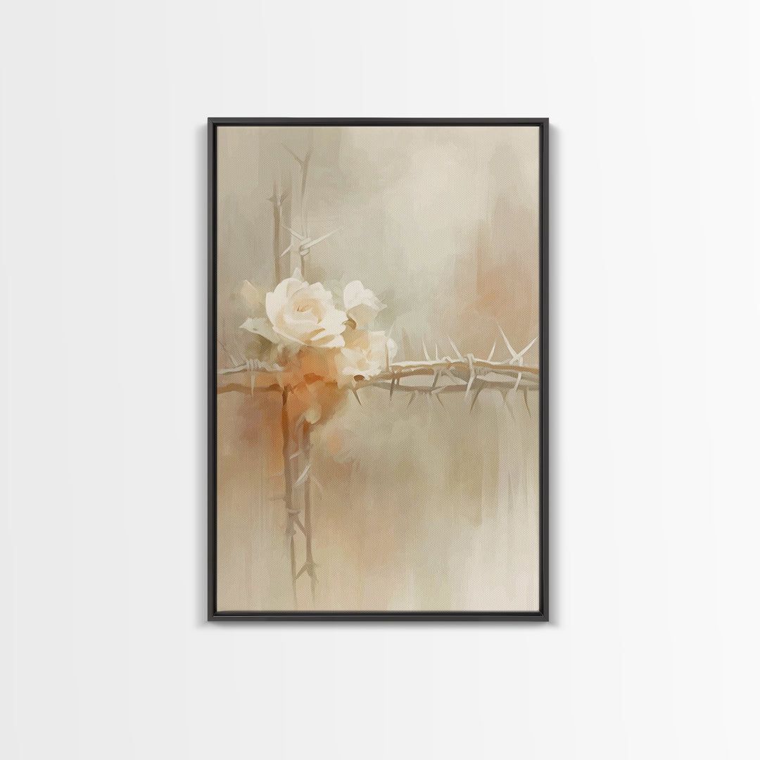Roses Of Hope, Framed Canvas Print, Christian Art Canvas, Christian Wall Art, Subtle Christian Art, Christian Decor, Modern Christian Art