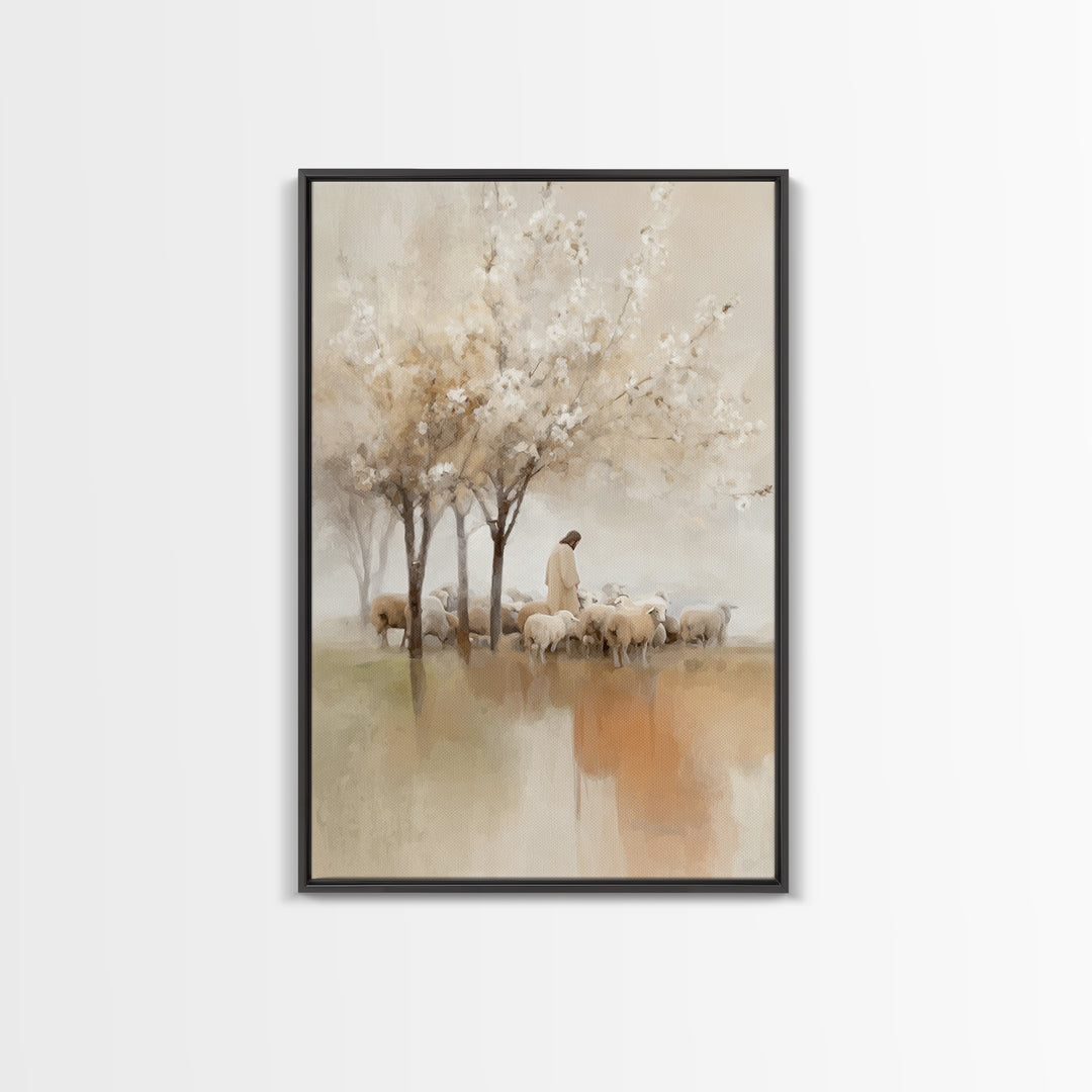 Blossoms Of Grace – Framed Canvas Print – Christian Wall Art – Jesus Painting – Christian Art Canvas – Vintage Christian Art – Christian Gi