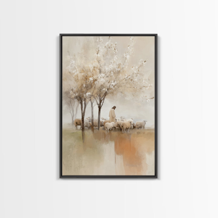 Blossoms Of Grace – Framed Canvas Print – Christian Wall Art – Jesus Painting – Christian Art Canvas – Vintage Christian Art – Christian Gi