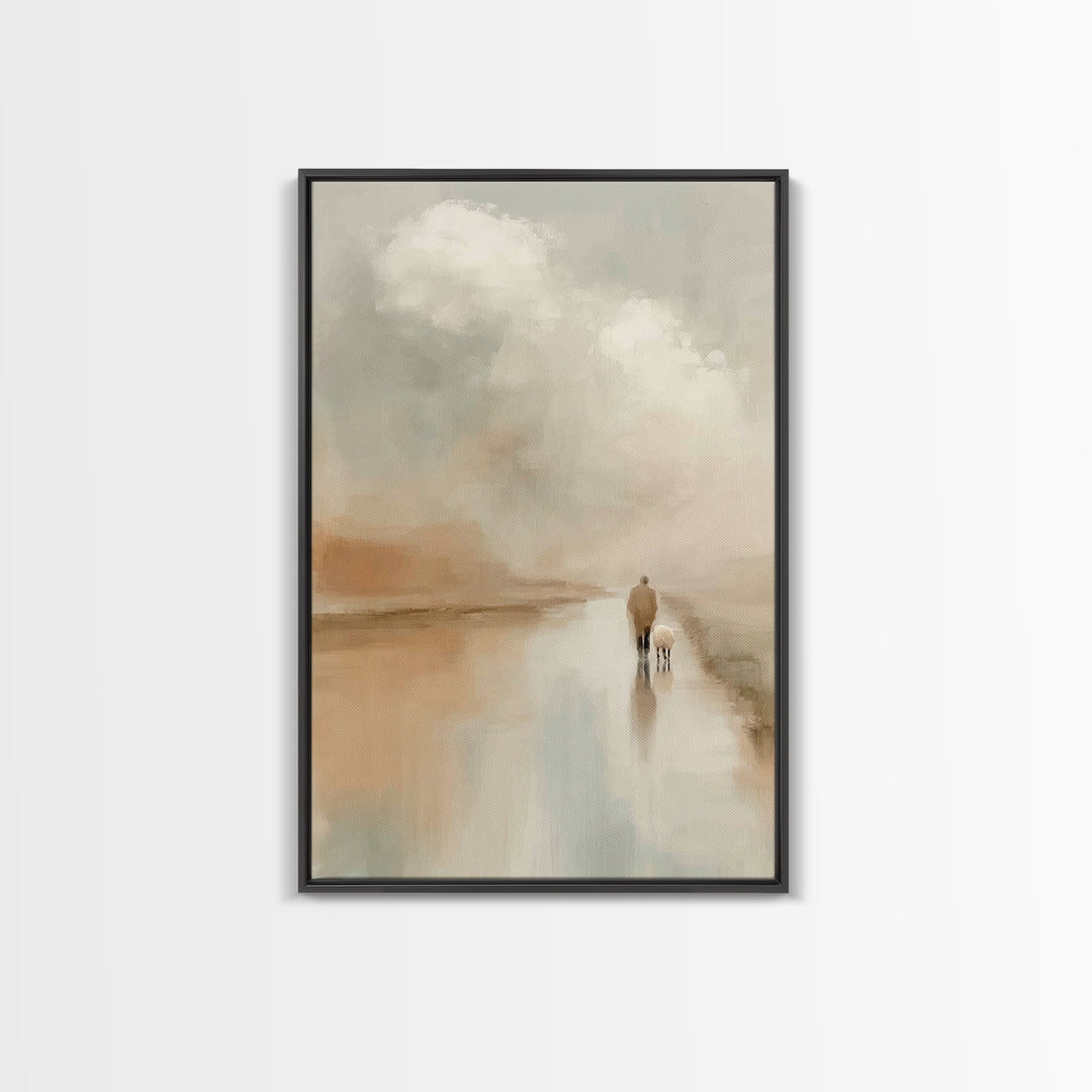 Quiet Shepherd Light, Framed Canvas Print, Christian Wall Art, Jesus Canvas Art, Modern Christian Art, Christian Gift, Christmas Art Prints