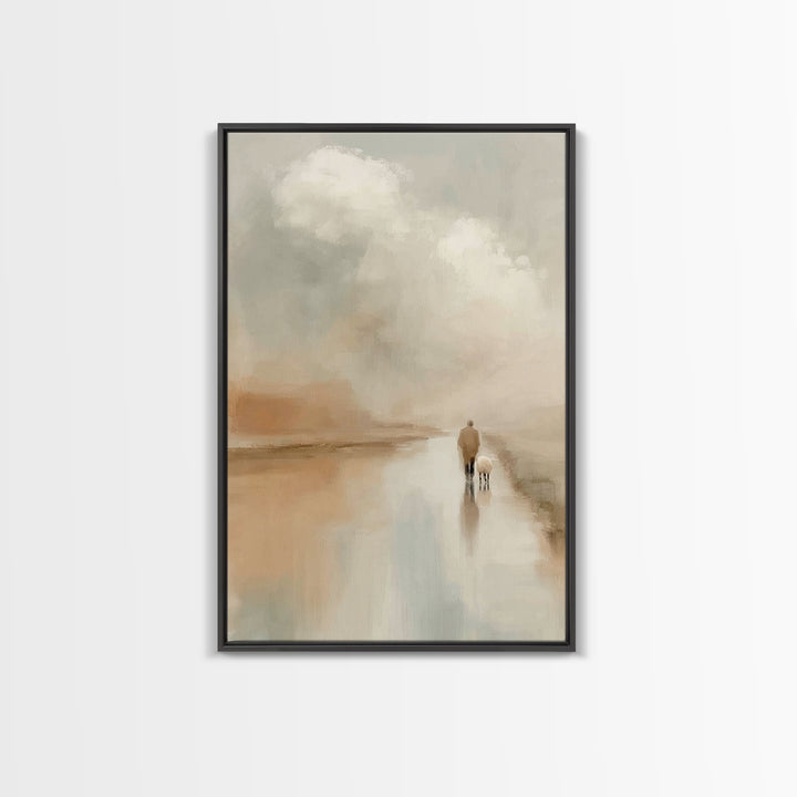 Quiet Shepherd Light, Framed Canvas Print, Christian Wall Art, Jesus Canvas Art, Modern Christian Art, Christian Gift, Christmas Art Prints